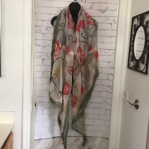Women’s large sheer rose scarf / wrap.